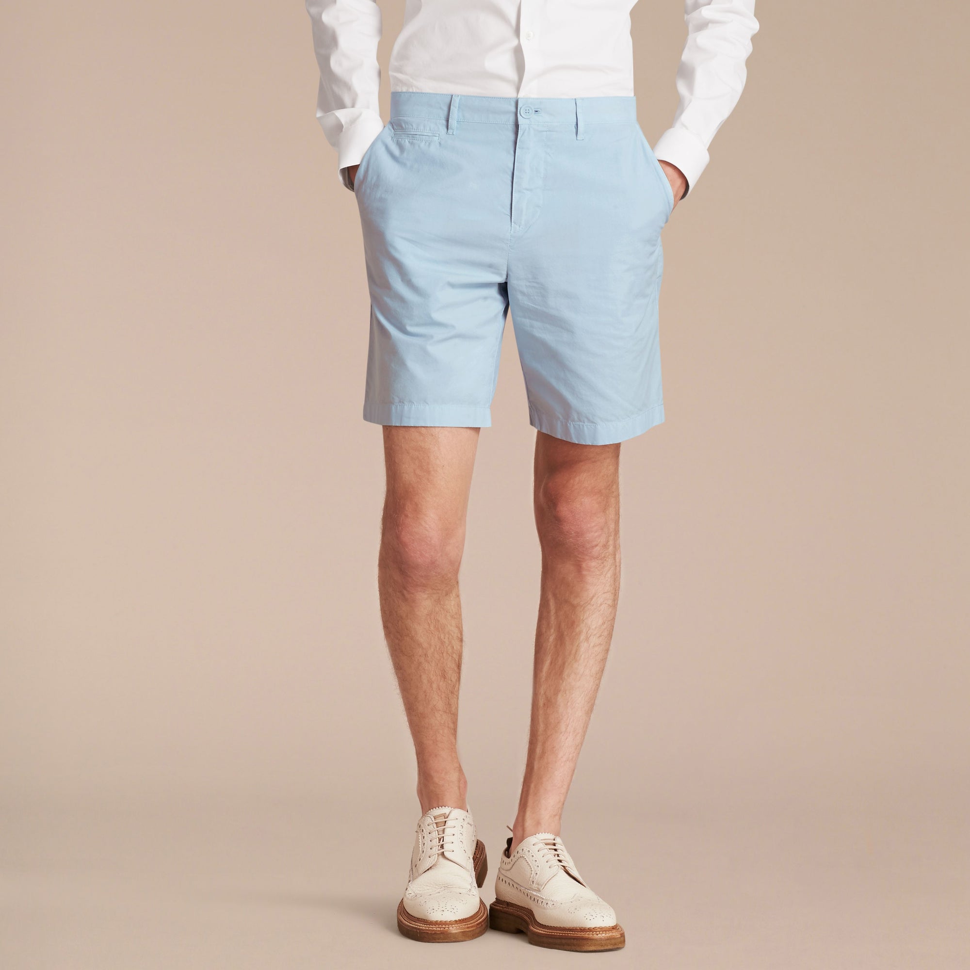 Short chino en popeline de coton - Pale Opal Blue
