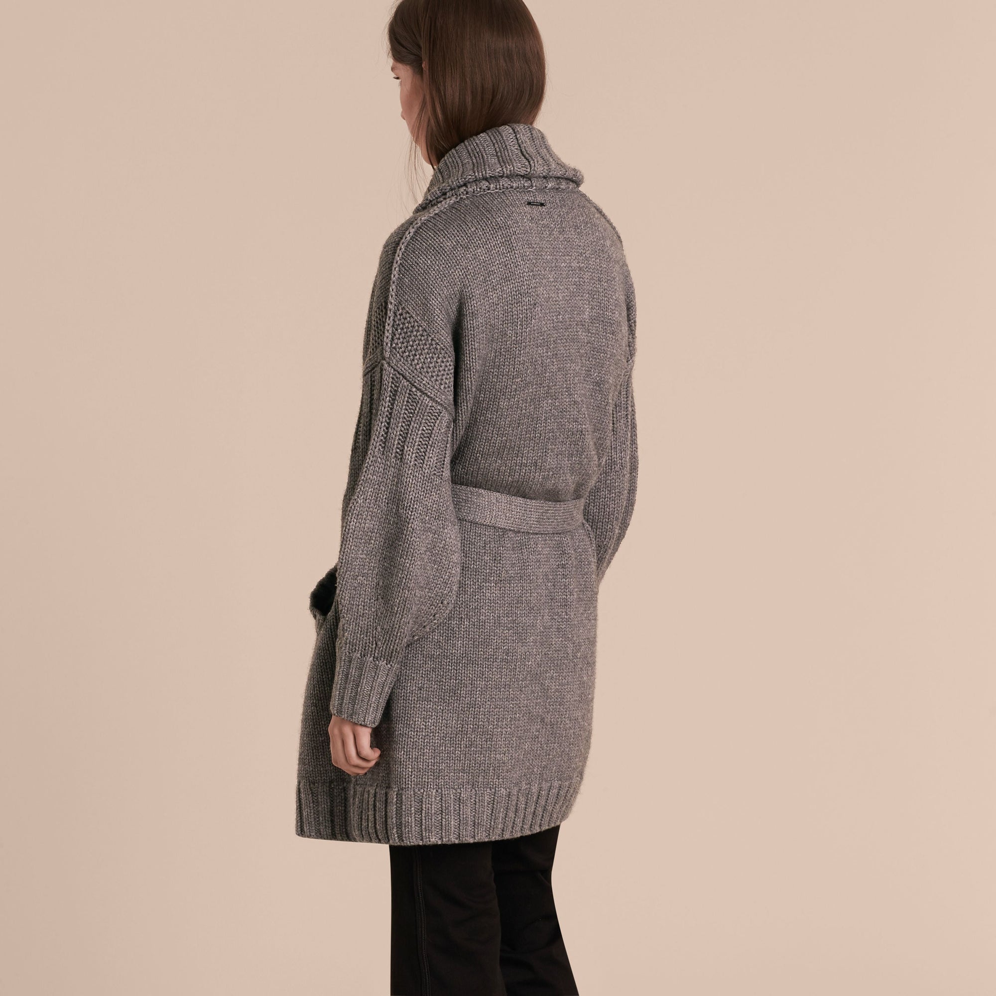 Manteau portefeuille en laine et cachemire - Mid Grey Melange