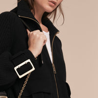 Bomber en maille de laine et cachemire avec manches cloches - Black
