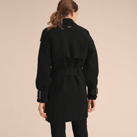 Trench-coat en maille de laine et cachemire mélangés - Black