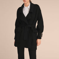 Trench-coat en maille de laine et cachemire mélangés - Black