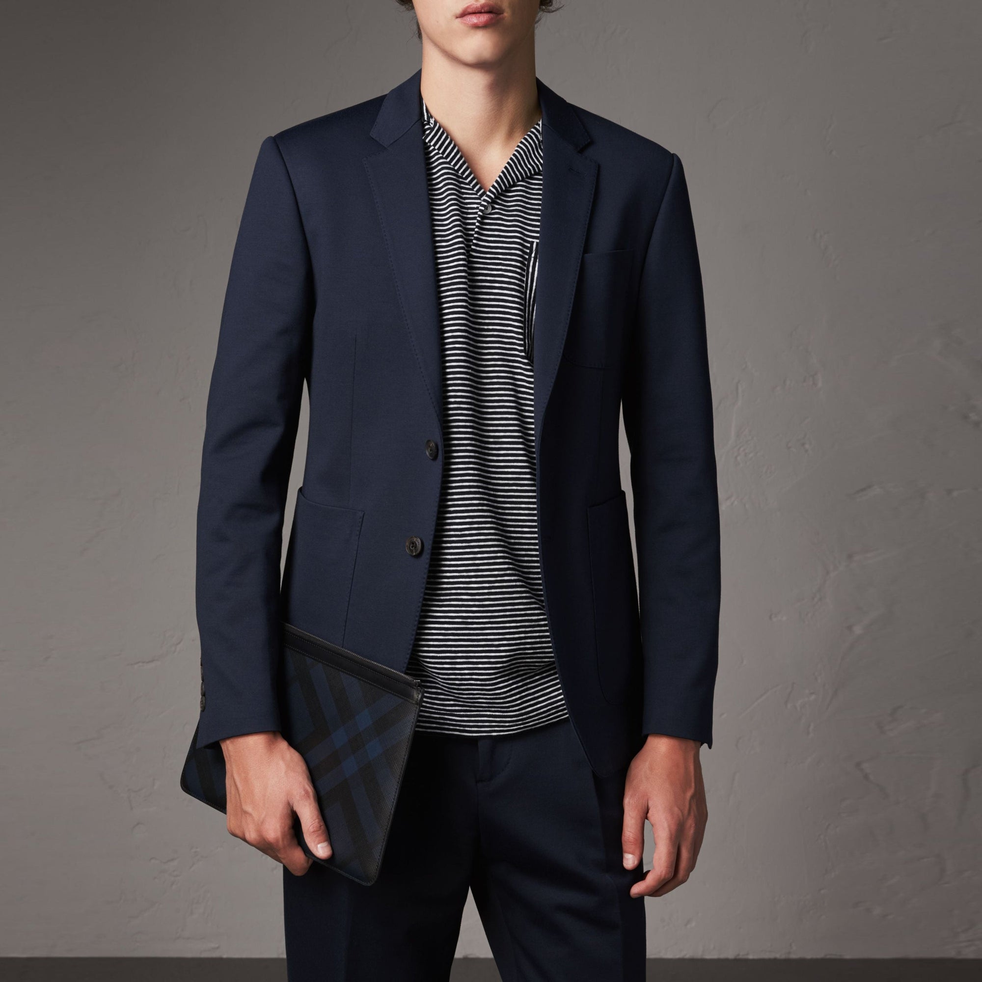 Costume Travel Tailoring de coupe étroite en coton mélangé - Navy