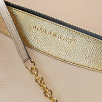 Clutch en coton House check et cuir - Limestone