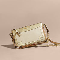 Clutch en coton House check et cuir - Limestone