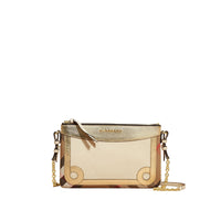 Clutch en coton House check et cuir - Limestone