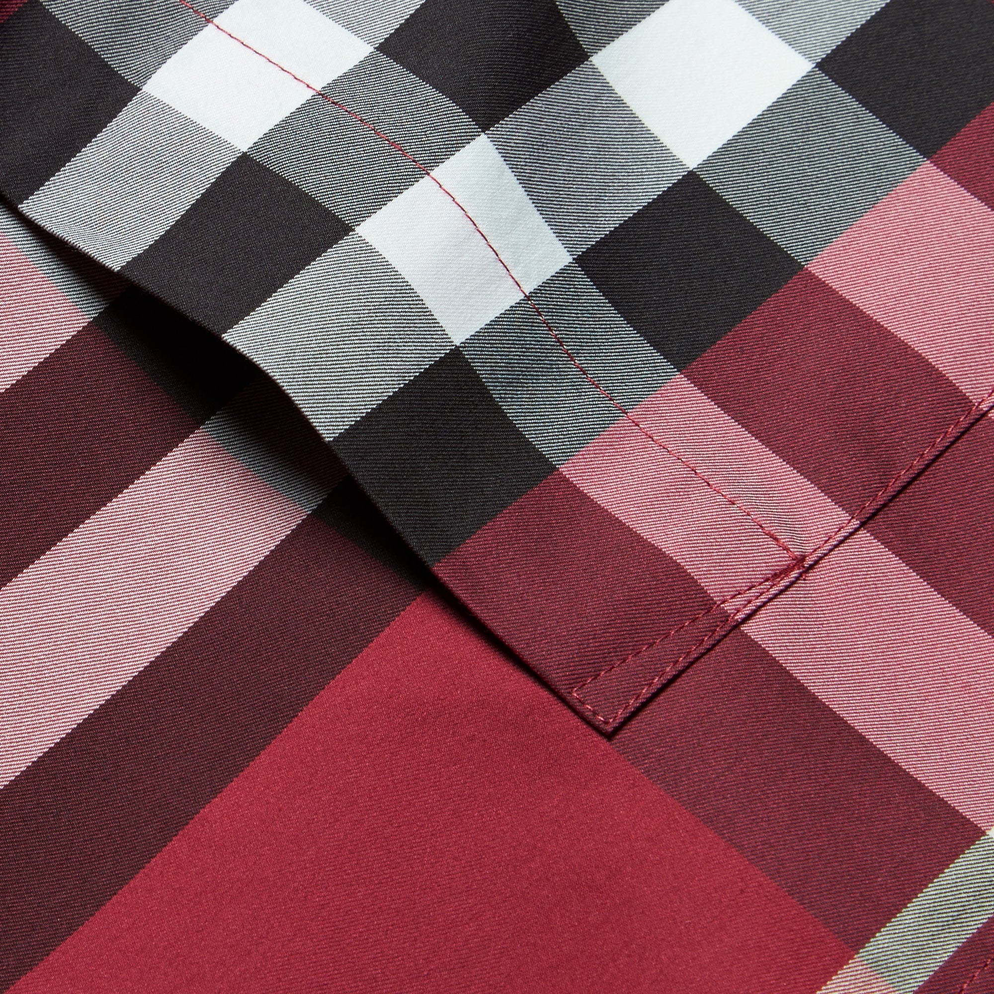 Chemise à manches courtes en coton extensible avec motif check - Plum Pink