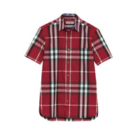 Chemise à manches courtes en coton extensible avec motif check - Plum Pink