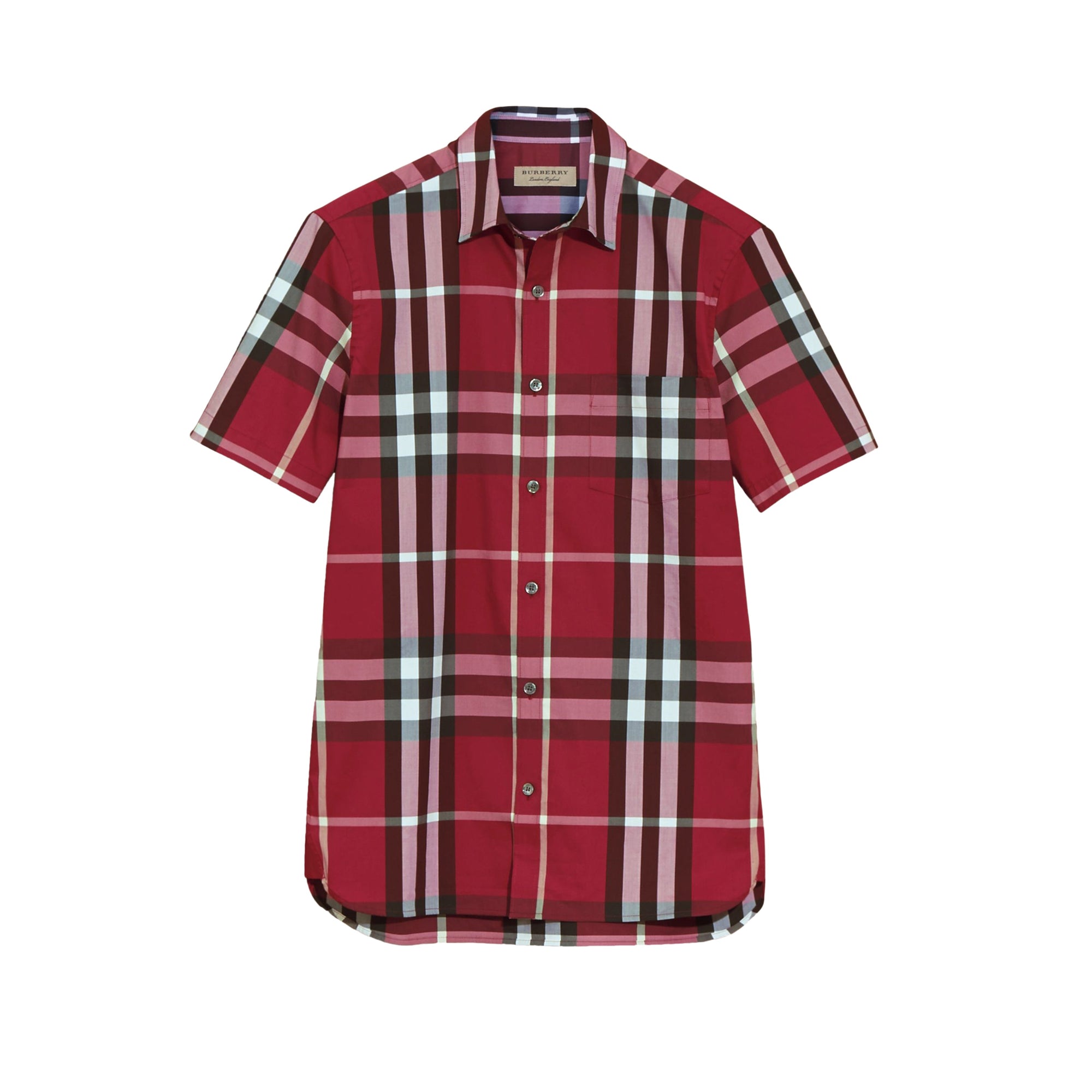 Chemise à manches courtes en coton extensible avec motif check - Plum Pink