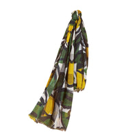 Écharpe en modal soie & cachemire mélangés& imprimé arty - Stone & Olive Green