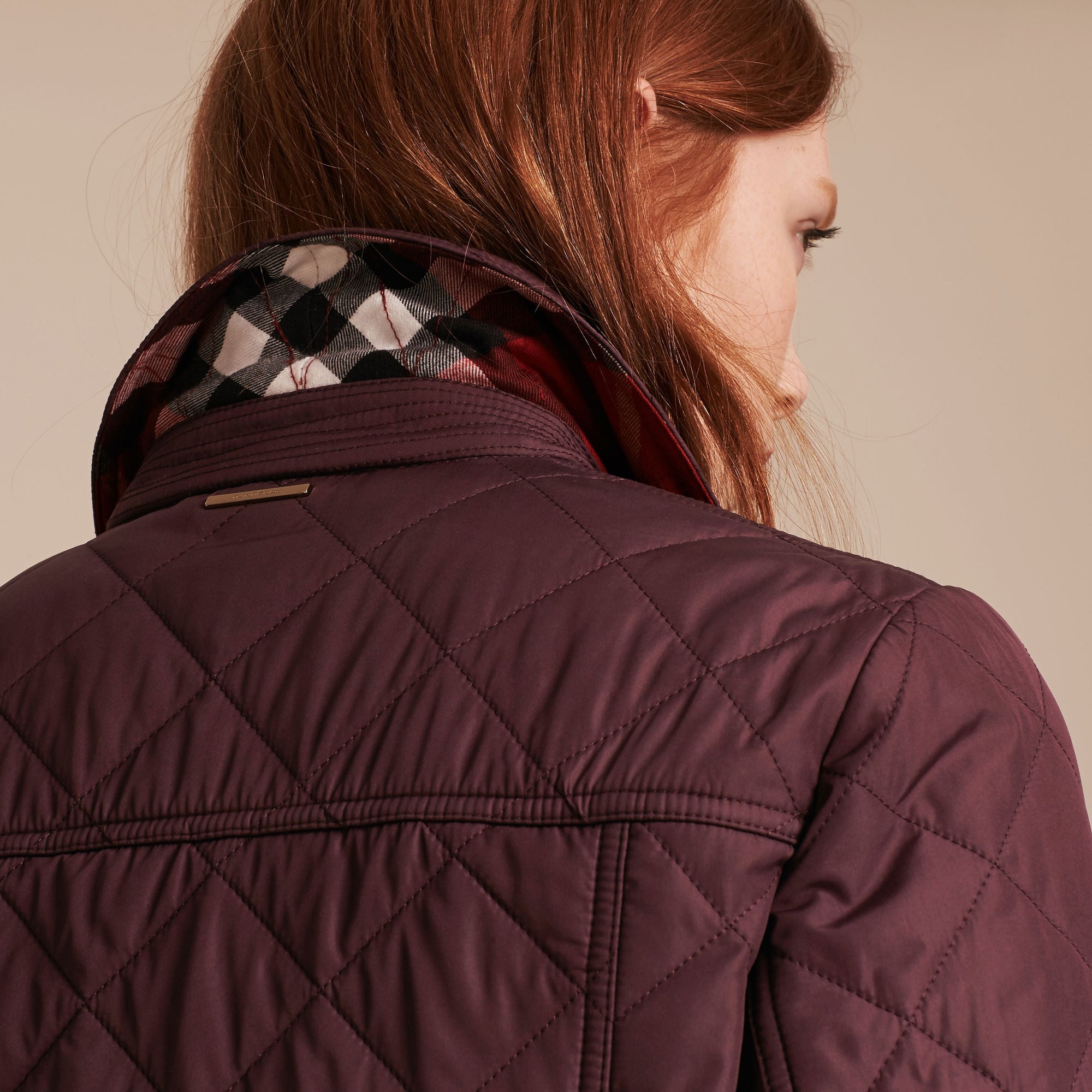 Veste matelassée avec doublure à motif check - Burgundy