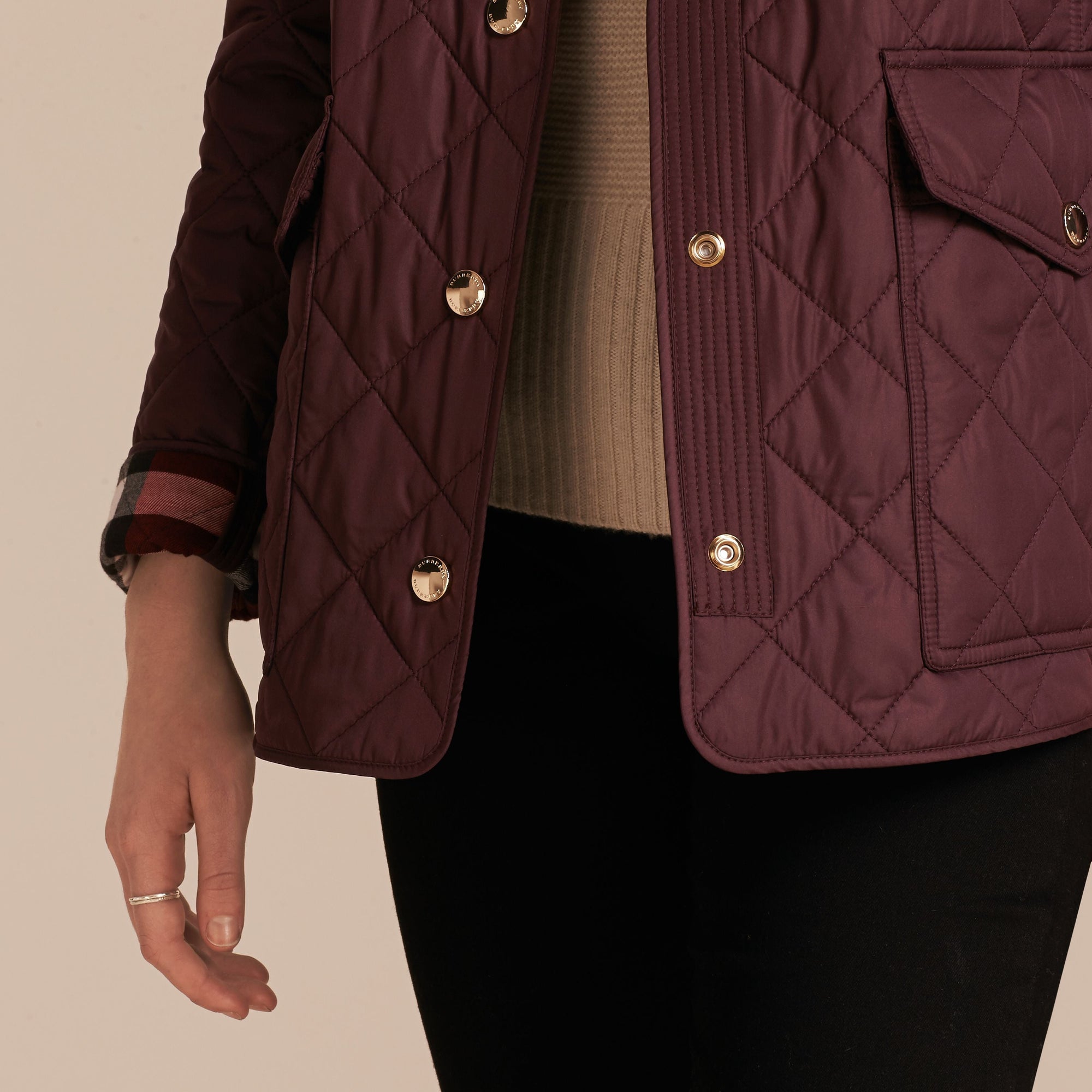 Veste matelassée avec doublure à motif check - Burgundy