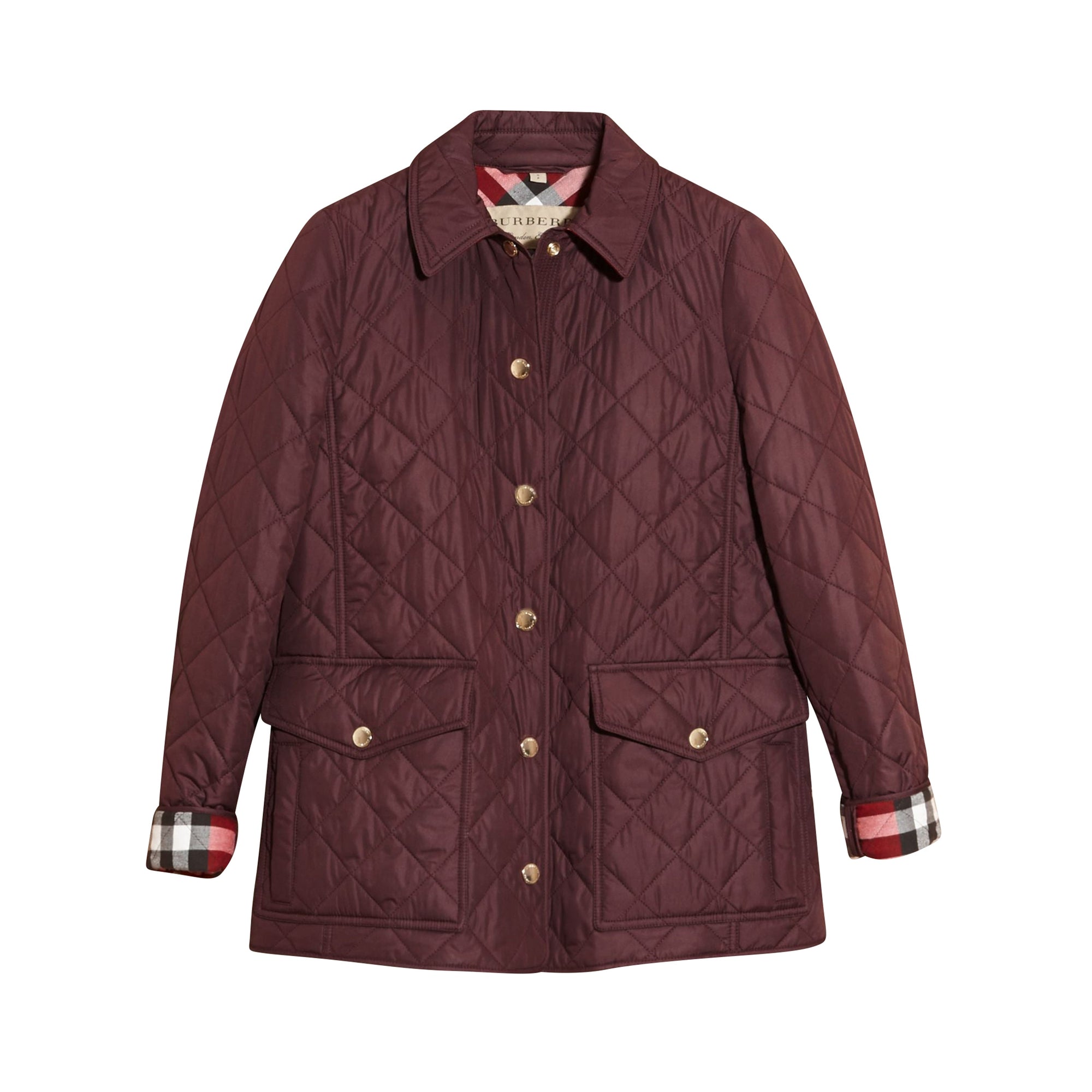 Veste matelassée avec doublure à motif check - Burgundy