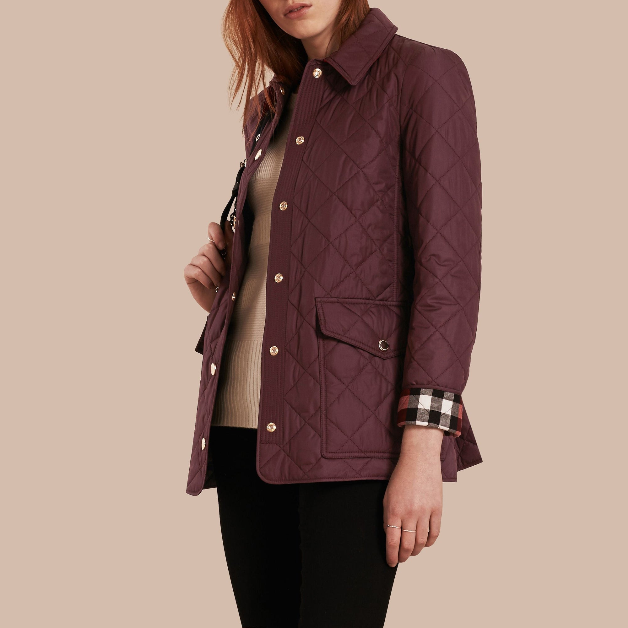 Veste matelassée avec doublure à motif check - Burgundy
