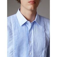 Chemise habillée de coupe moderne en lin et coton - Pale Blue