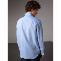 Chemise habillée de coupe moderne en lin et coton - Pale Blue