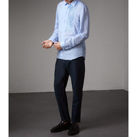 Chemise habillée de coupe moderne en lin et coton - Pale Blue
