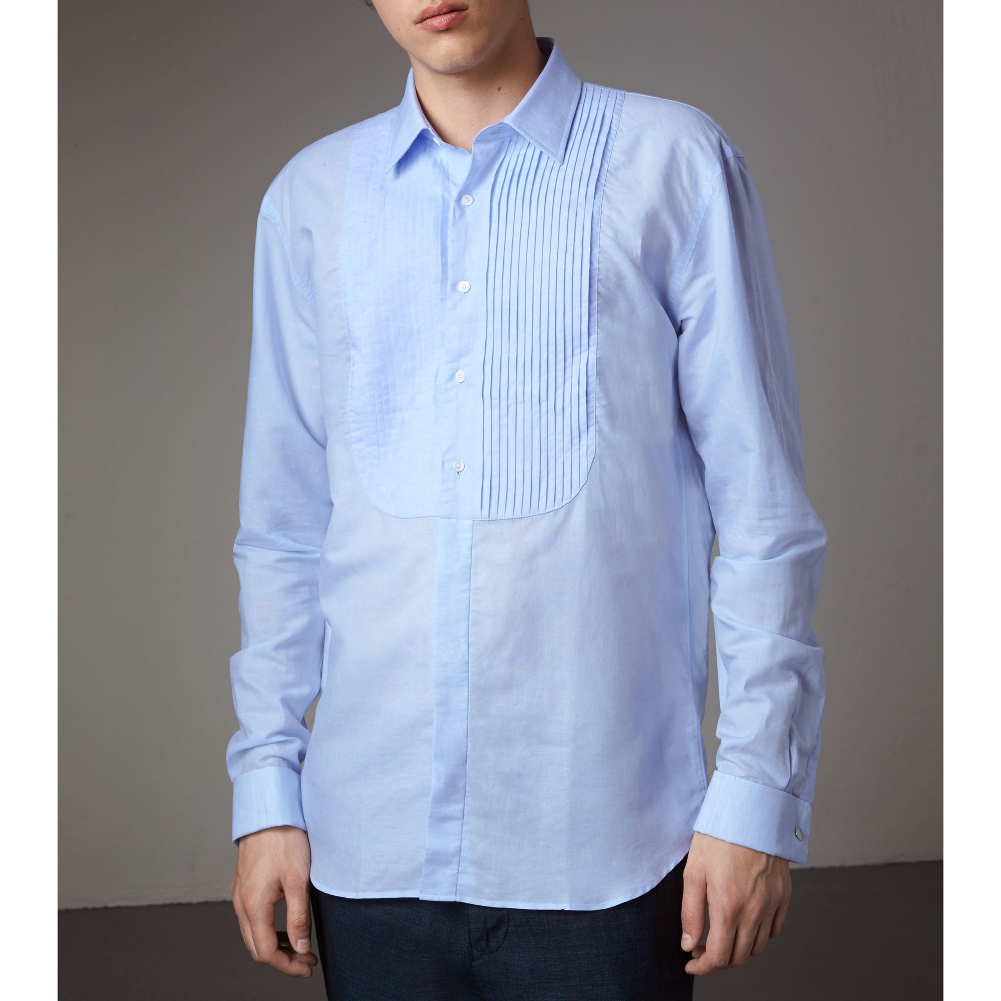 Chemise habillée de coupe moderne en lin et coton - Pale Blue