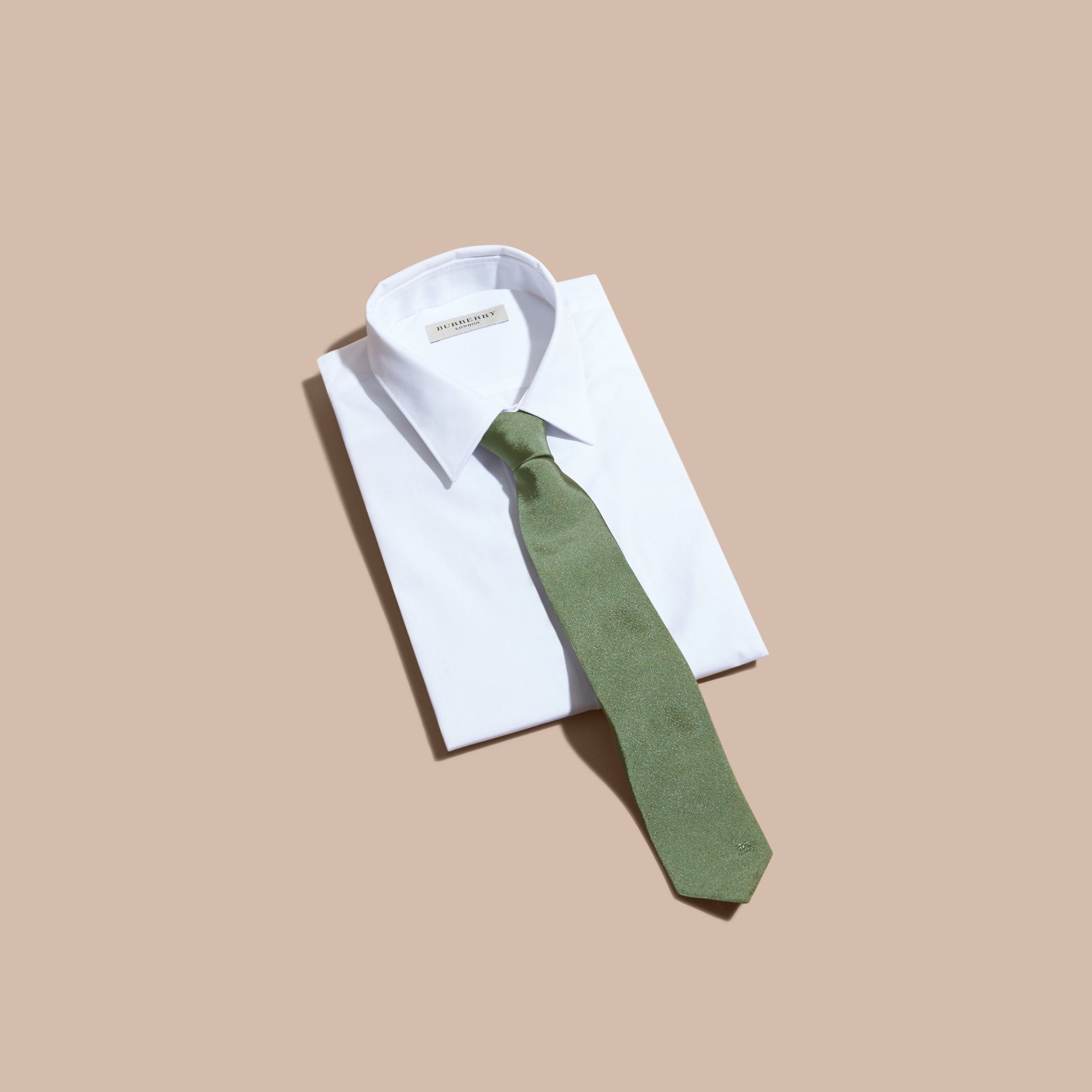 Cravate moderne en sergé de soie - Eucalyptus Green