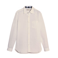 Chemise en lin avec détails check - White