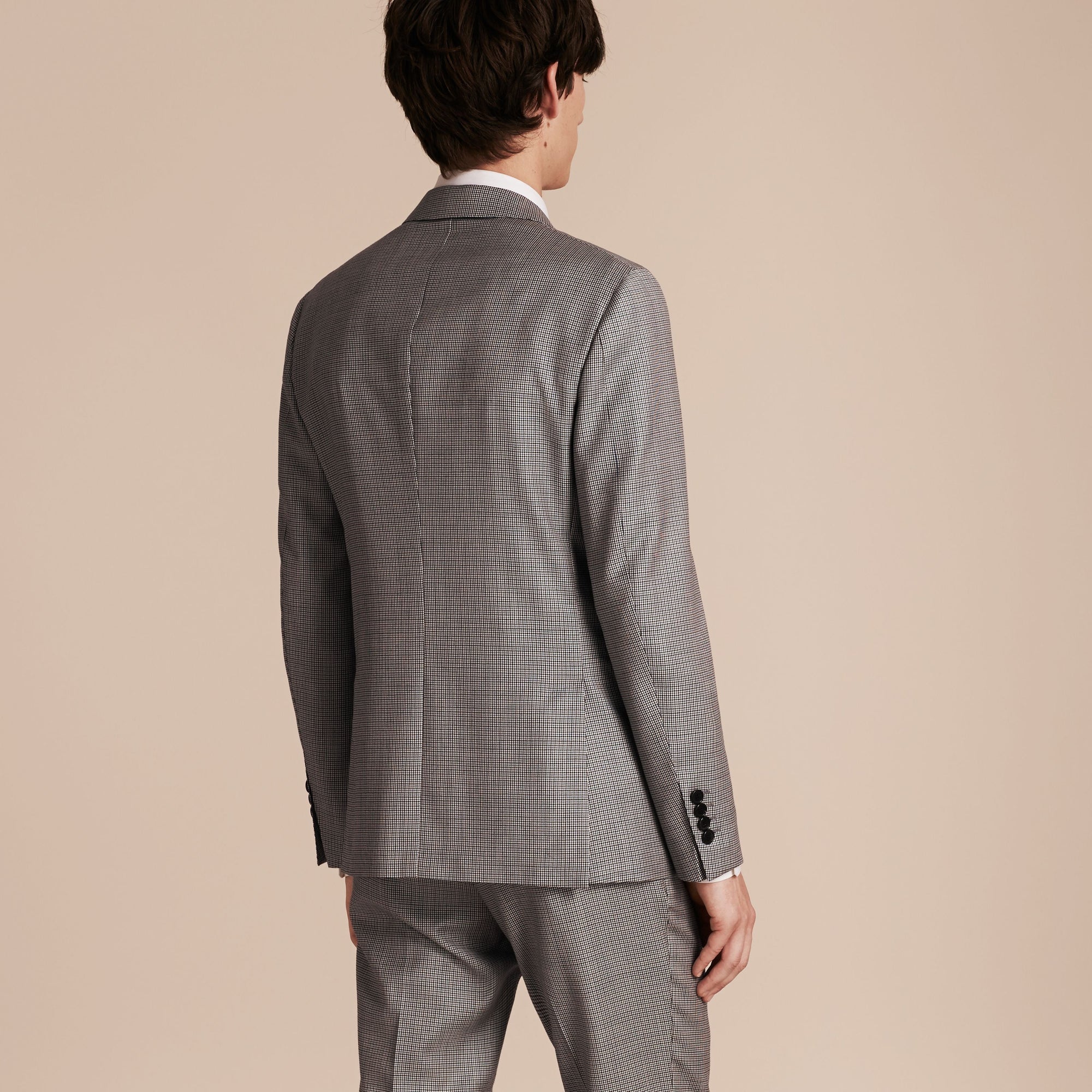 Veste slim ajustée en laine à motif pied-de-poule - Light Blue