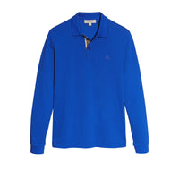 Polo à manches longues avec patte à motif check - Brilliant Blue