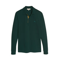 Polo à manches longues avec patte à motif check - Racing Green