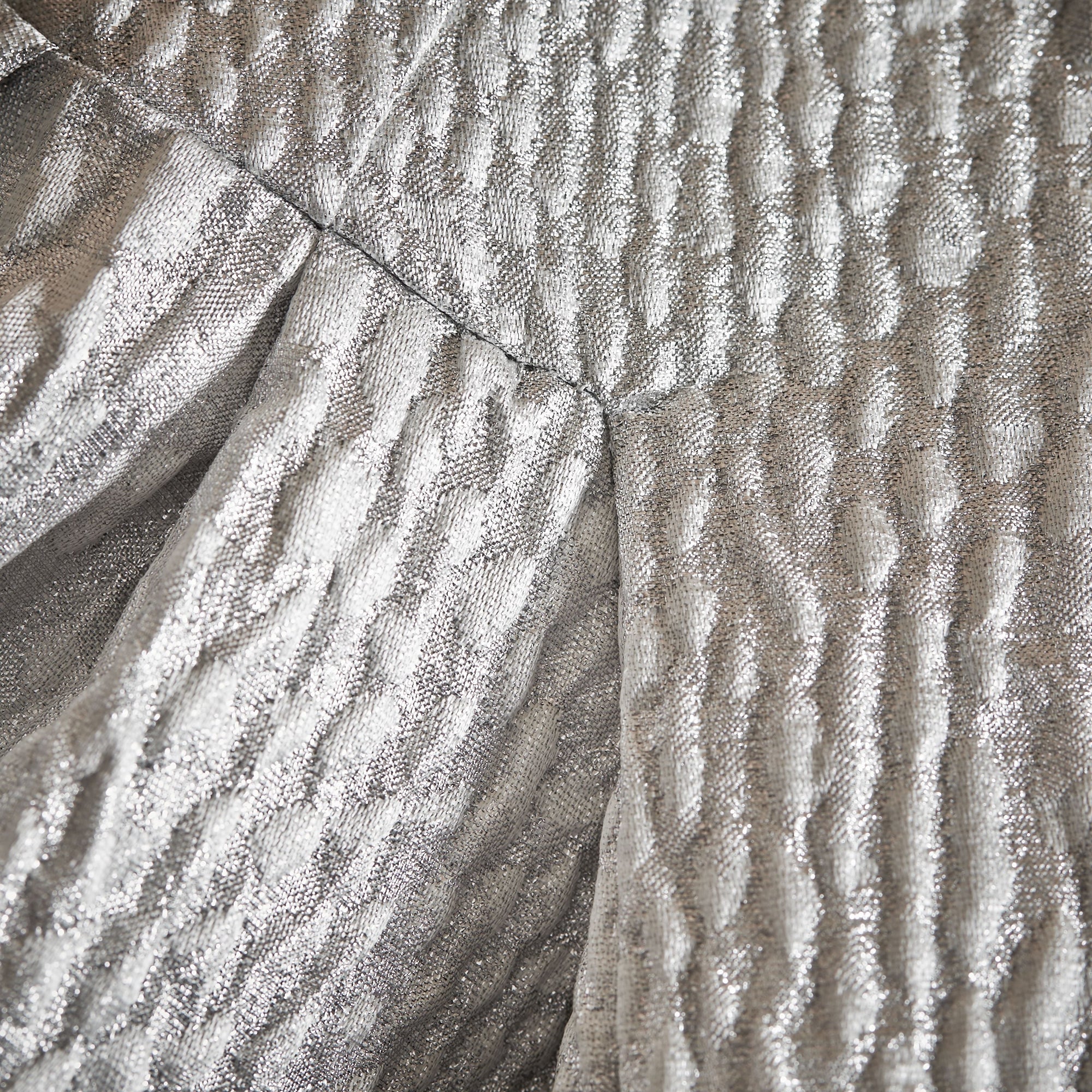 Robe trapèze en jacquard de soie métallisée - Silver