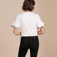 T-shirt à manches ruchées - White