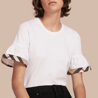 T-shirt à manches ruchées - White