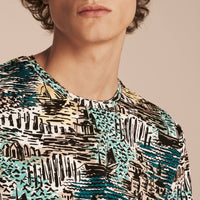 T-shirt en coton à imprimé balnéaire - Aqua Green