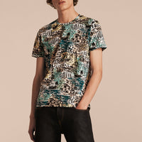 T-shirt en coton à imprimé balnéaire - Aqua Green