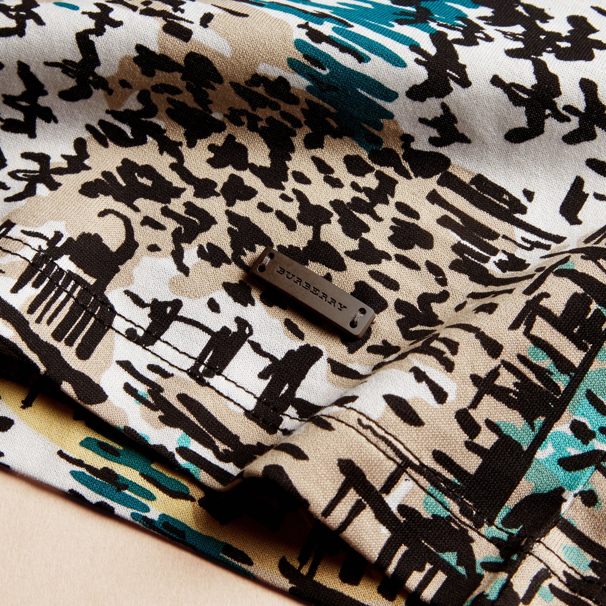 T-shirt en coton à imprimé balnéaire - Aqua Green