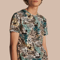 T-shirt en coton à imprimé balnéaire - Aqua Green