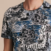T-shirt en coton à imprimé balnéaire - Steel Blue