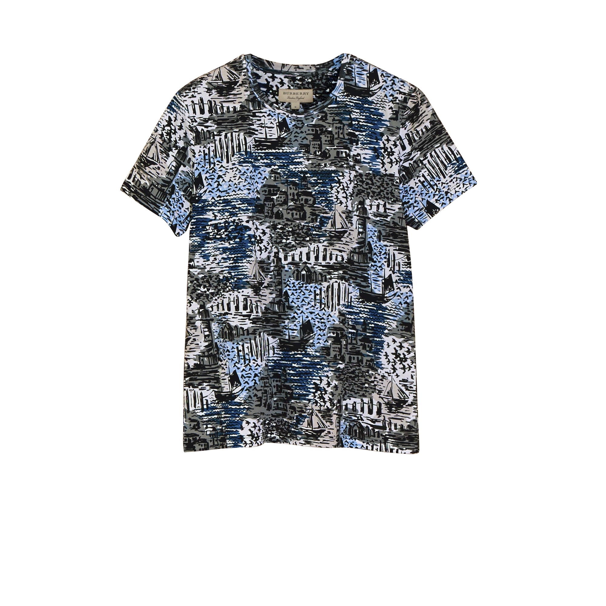 T-shirt en coton à imprimé balnéaire - Steel Blue