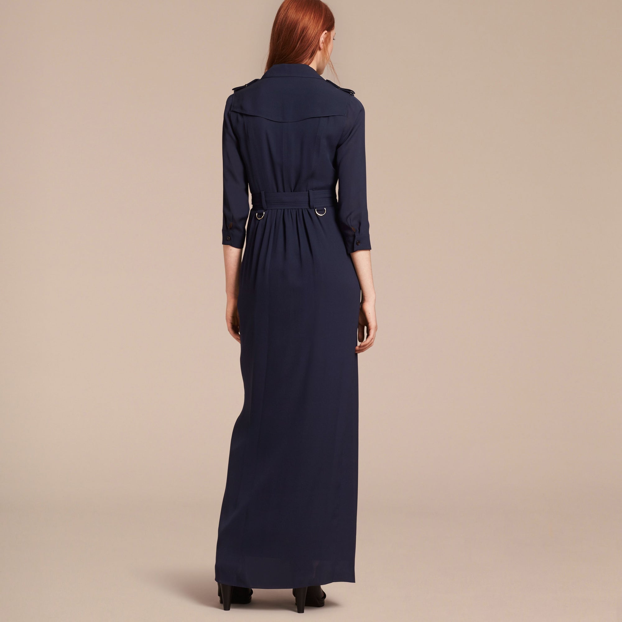 Robe trench en soie - Navy
