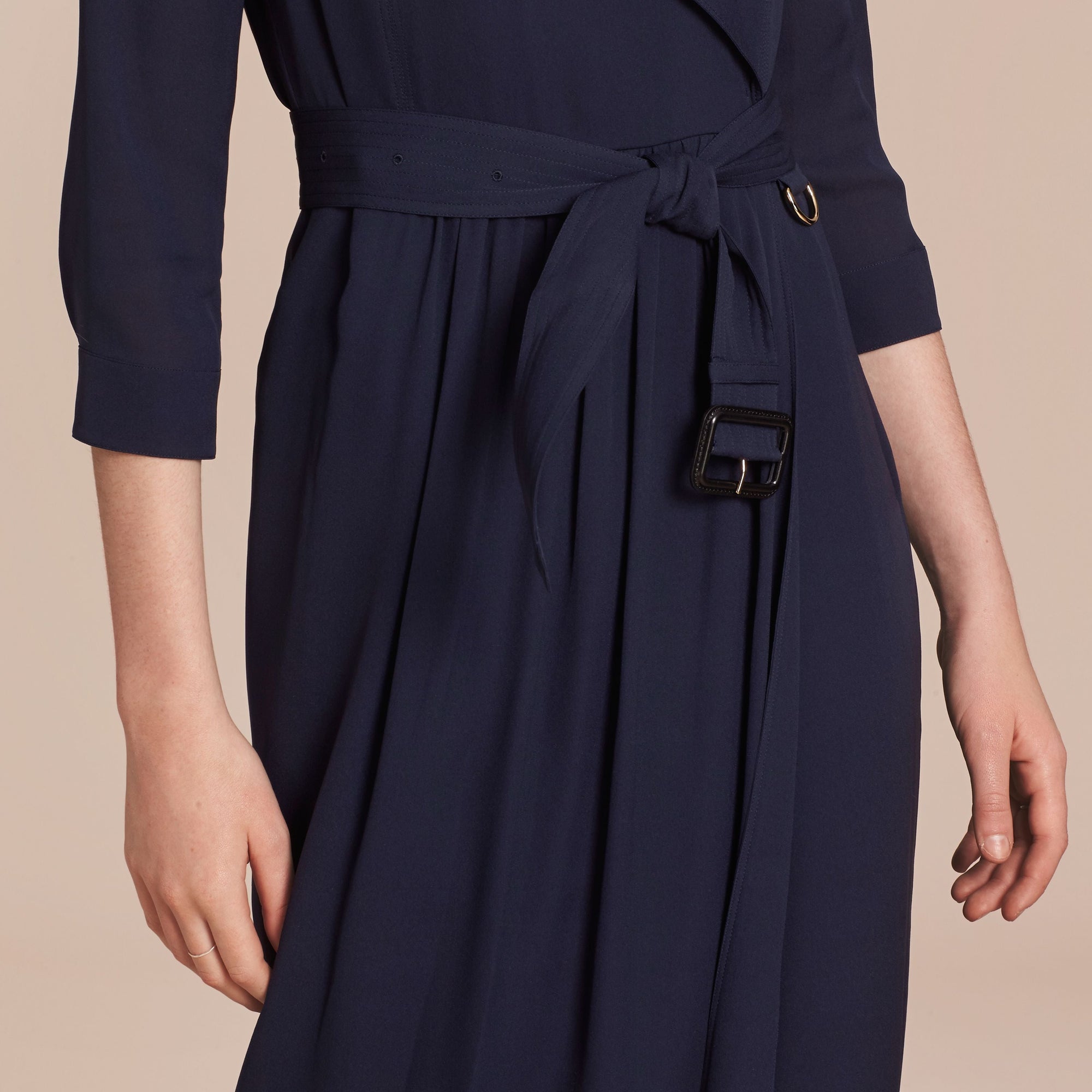 Robe trench en soie - Navy