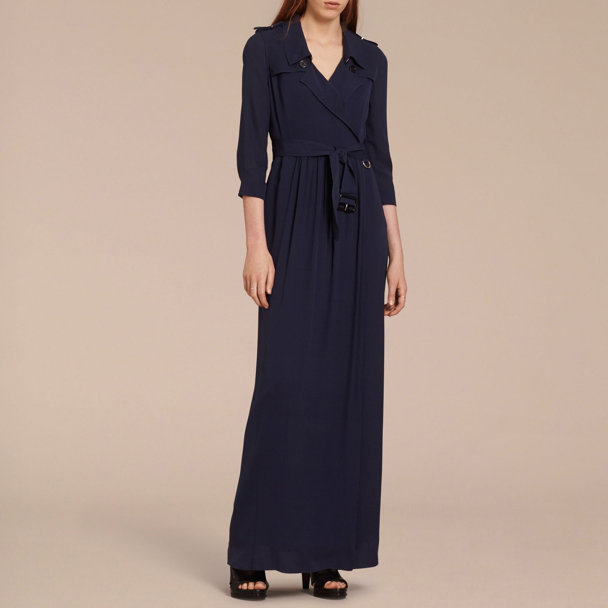 Robe trench en soie - Navy