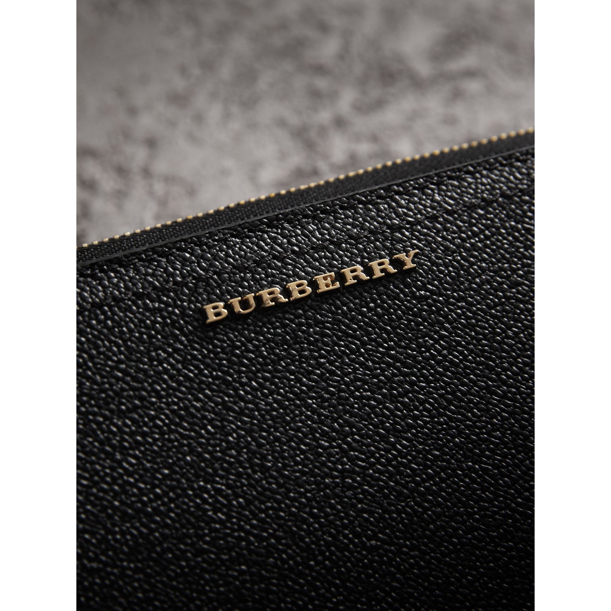 Portefeuille zippé en cuir grainé - Black