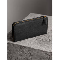Portefeuille zippé en cuir grainé - Black