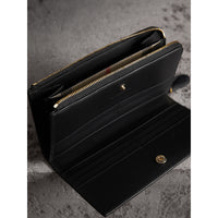 Portefeuille zippé en cuir grainé - Black