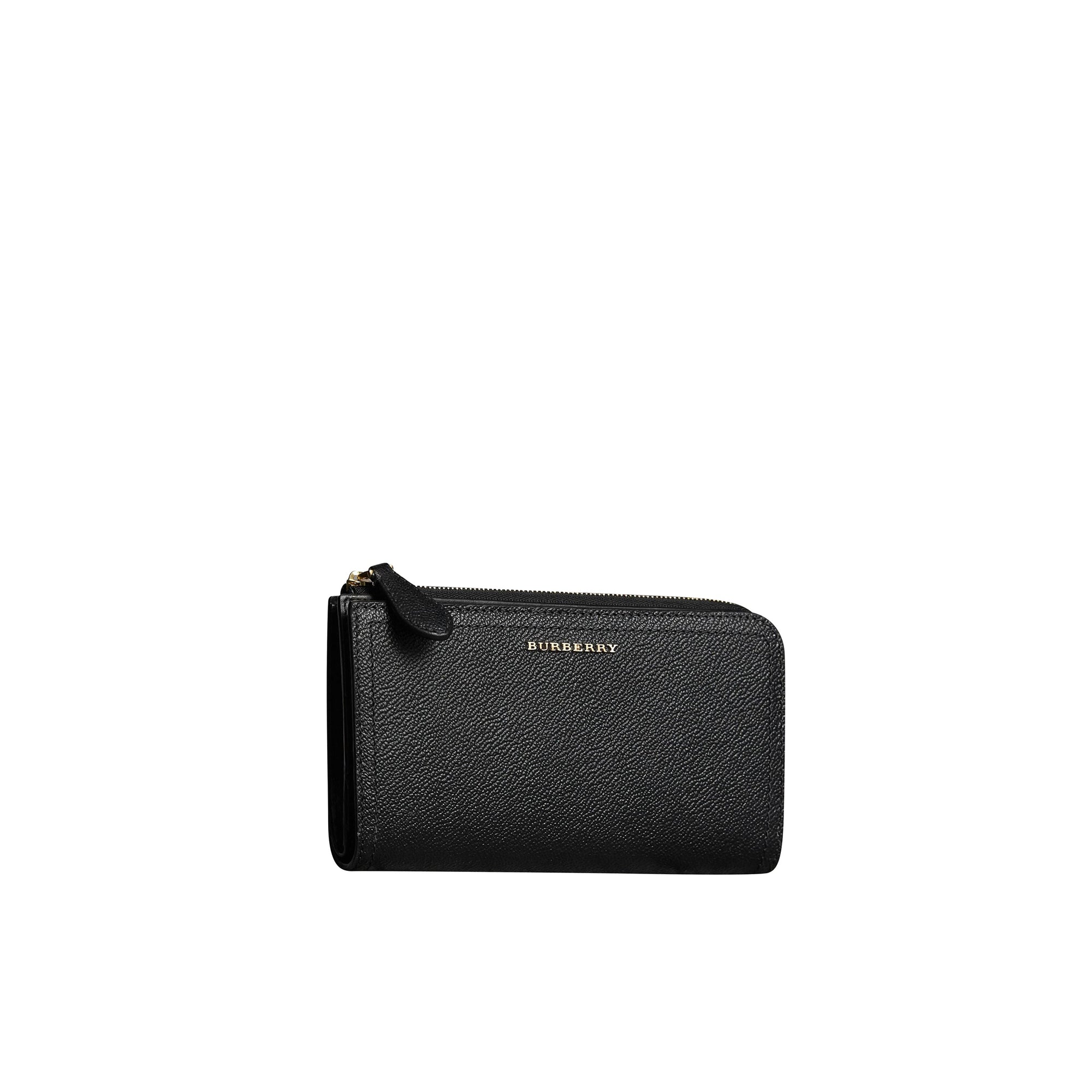 Portefeuille zippé en cuir grainé - Black