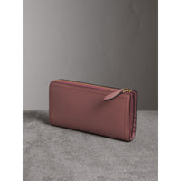 Portefeuille zippé en cuir grainé - Dusty Pink