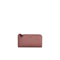 Portefeuille zippé en cuir grainé - Dusty Pink