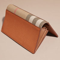 Portefeuille continental en coton House check et cuir grainé - Russet