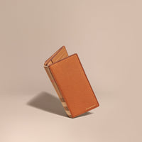 Portefeuille continental en coton House check et cuir grainé - Russet