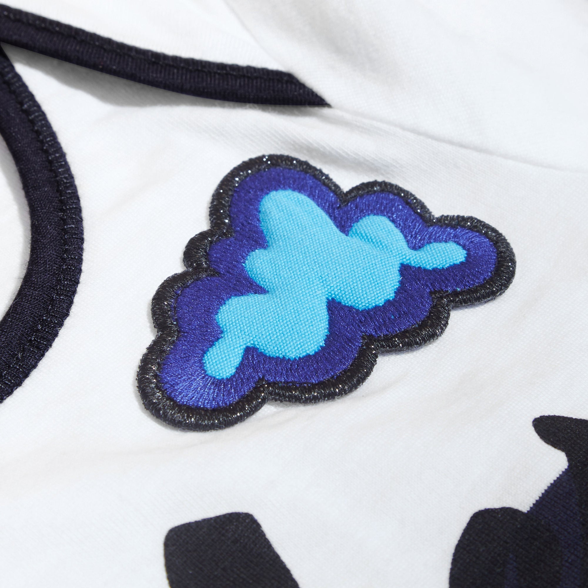 Coffret cadeau bébé deux pièces en coton rayé avec appliqués - Navy
