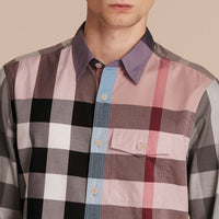 Chemise en popeline de coton à motif check - Ash Rose