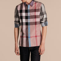 Chemise en popeline de coton à motif check - Ash Rose