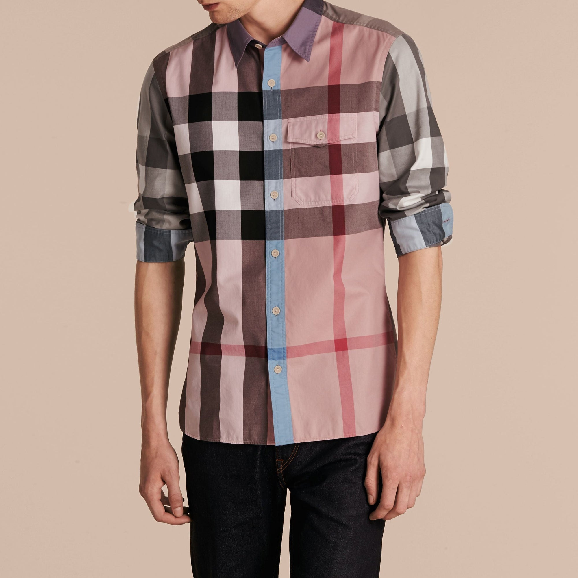 Chemise en popeline de coton à motif check - Ash Rose
